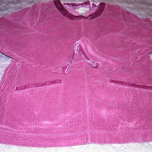 chadwicks mauve pink corduroy and velvet pullover top